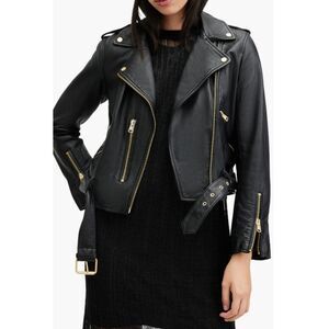 ALLSAINTS Balfern Leather Biker Jacket Black Sz 4